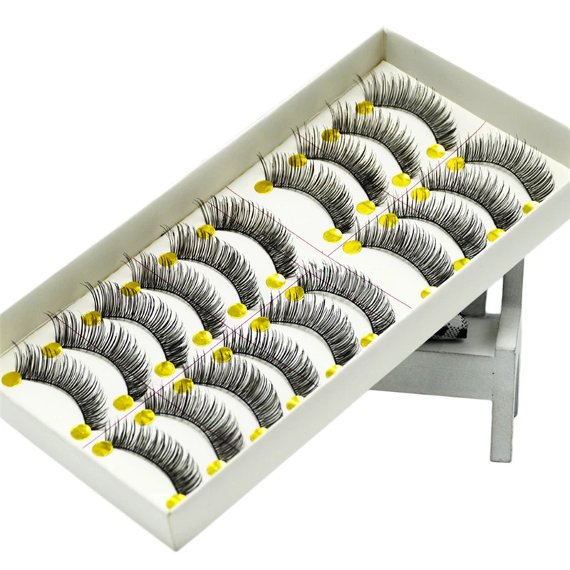 

10Pairs 3d False Lashes Natural Hair Fake Eyelashes Extension for Professionals Eye Make Up Cosmetics Black Long Eyelash Kit