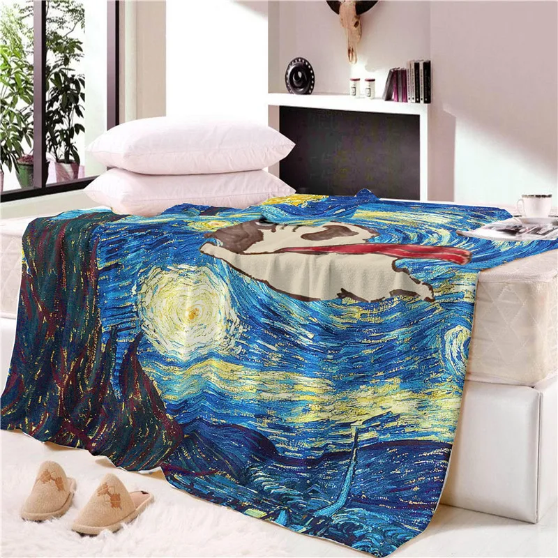 

Nap blanket Super Soft painting Dog Velvt Plush Throw Blanket Art Blanket for Children Beach Towel Throw Travel CB74
