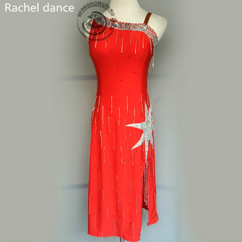 

2017 New Sexy Latin Dance Dress Women Top Salsa Tango Rumba Flamengo Ballroom Girl Dance Dress V-neck vestido de inverno