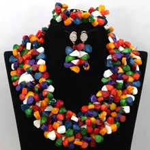 Роскошная свадьба в Африканском нигерийском стиле эффектное ожерелье комплект из коралловых бусин комплект украшений невесты CNR462