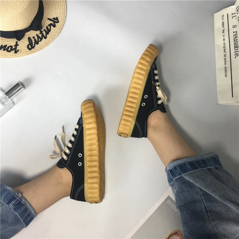 JINBEILEE New Women's  Skateboard Shoes with Wavy Toe Breathable Wearable Wild Sports Casual Canvas Shoes Women