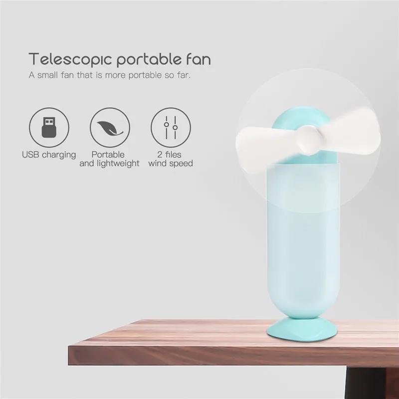 

2018 Hot USB Rechargeable Handhold Desktop Adjustable Mini Fan with 2 Wind Speed Installable Fan Blade Cooling Handheld USB Fan
