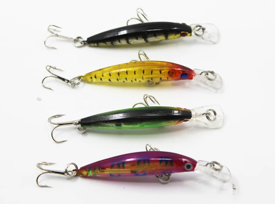 

Hot Selling Free Shipping 4 Pcs Minnow Hard Lure Fishing Lure With 2 Hooks 7 cm, 3.9g Mixed Color