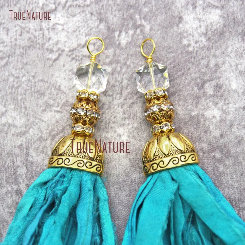 20181129-PM20066-Half Moon Tassels Silk Sari Antique Gold Pendant_4