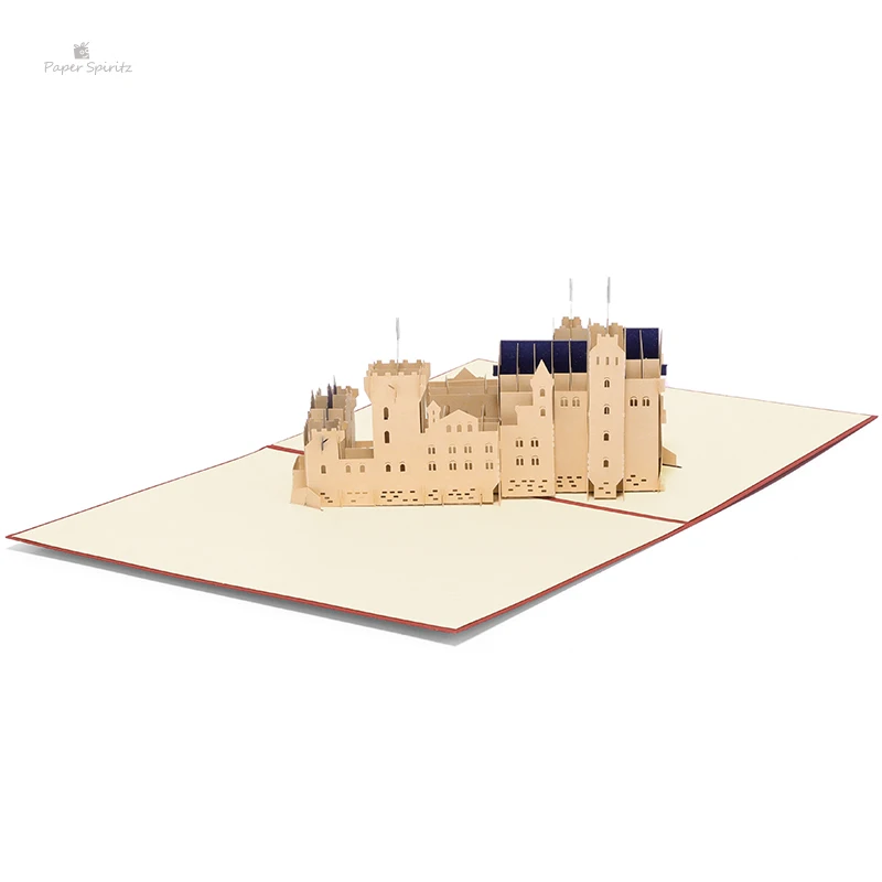  PAPER SPIRITZ laser Neuschwanstein Castle 3d paper pop up card with envelope blank invitations gree - 32891288690