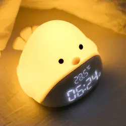 Мультфильм милое время птица силиконовый сенсорный светодиодный ночник световой будильник USB светодиодный ночник для детей Детские