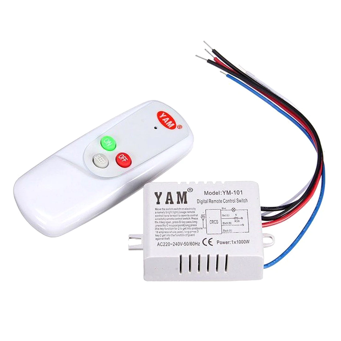 interruptor de control remoto inalámbrico digital de pared con luz de lámpara de 220 V material ignífugo ABS Fafeicy YAM-101 Interruptor remoto de pared controlado por relé nominal de 7 A