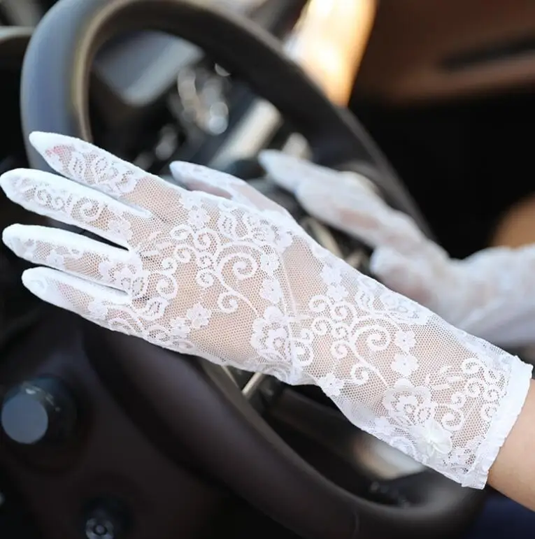 Женские весенне-летние прозрачные кружевные перчатки женские УФ-защитные дышащие солнцезащитные перчатки для вождения R1494