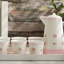 9 шт./компл., чайник из костяного фарфора и чашки набор, керамический Заварной Чайник с кружка, фарфоровый чайник для воды, Кофе чайник вечерние украшения