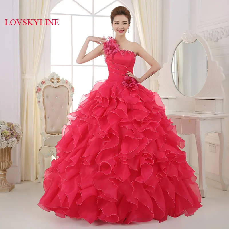 In Stock Sexy One Shoulder Long Evening Dress Floral Flower Pattern