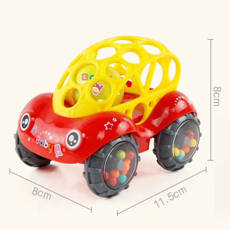 Baby Car Doll Toy Crib Mobile Bell Rings Grip Gutta Percha Hand Catching Balls for Newborn s 0-24 Months