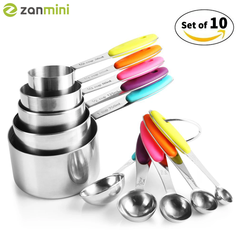 Zanmini 10 шт. комплект мерных ложек из нержавеющей стали чай кофе металлическая
