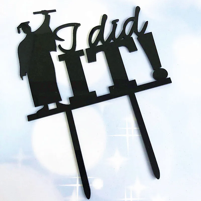 

"I Did It" Acrylic Cake Topper Congrats Grad Cupcake Topper For College Graduate School Graduation Celebrations Cake Decorations