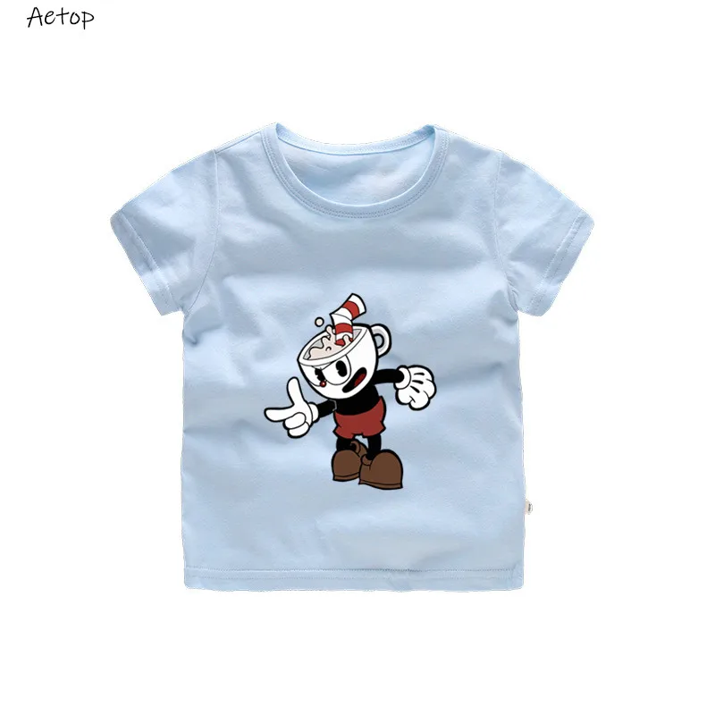 От 2 до 12 лет футболка детская с короткими рукавами Cuphead And Mugman дьяволом Детская