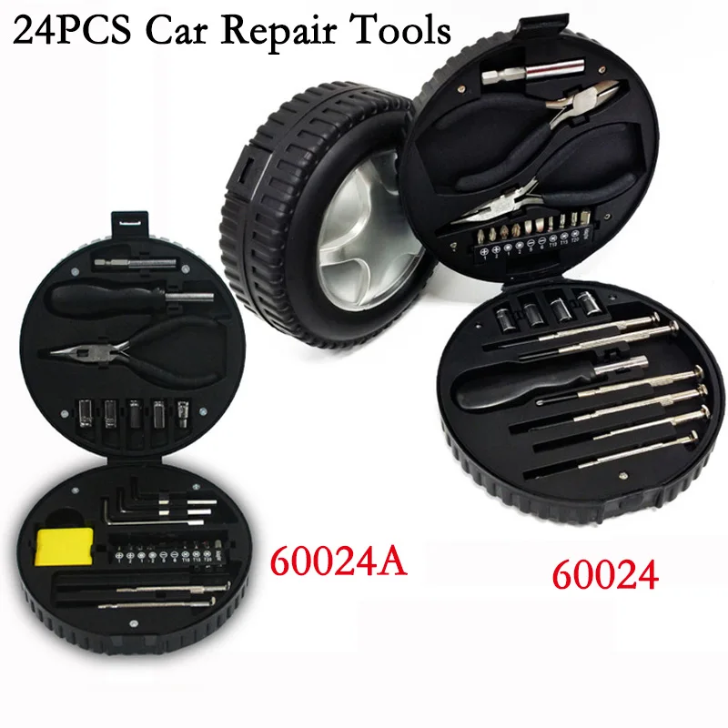 

24PCS Combination Auto Car Repair Tool Ratchet Torque Combo Tools Kit Tire Type Carbon Steel Socket Wrench Pliers Hand Tool Set