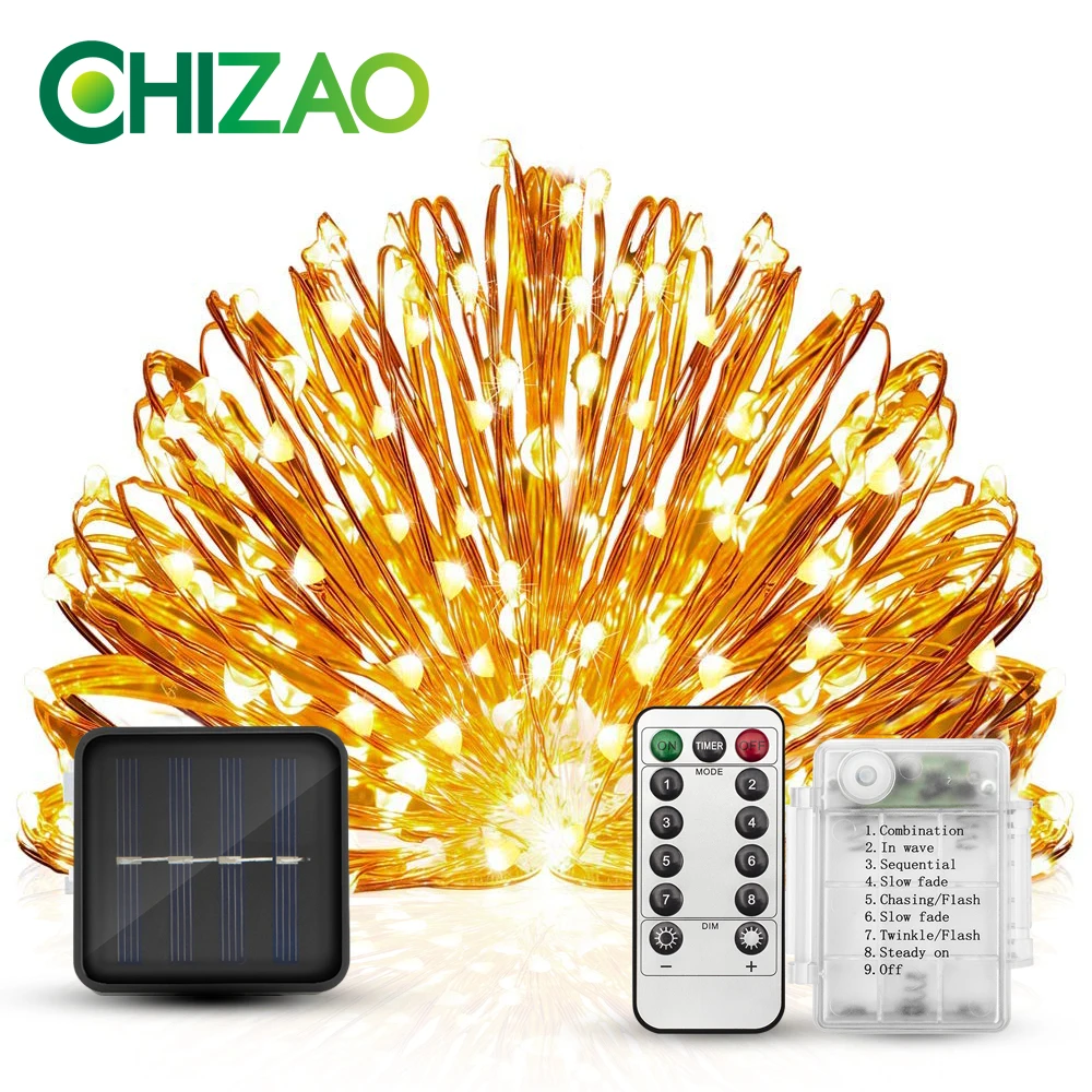 

CHIZAO LED Copper Wire Fairy String Lights Battery Power Remote control Waterproof 50 LED chip for holiday Christmas decoration