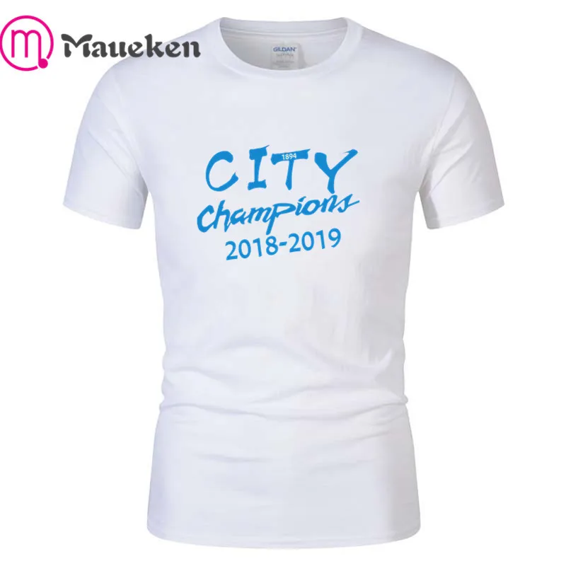 

2018 2019 man city champions Aguero De Bruyne Sane Guardiola t shirt Man casual t shirts hip-hop tee for manchester fans