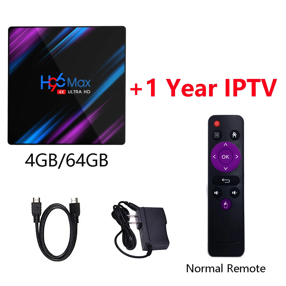 Android 9,0 tv Box H96 Max 3318 1 год IP tv подписка опционально 5000+ Live 10000+ VOD IP tv Франция арабский Европа 4K IP tv Box - Цвет: 4G 64G IPTV normal