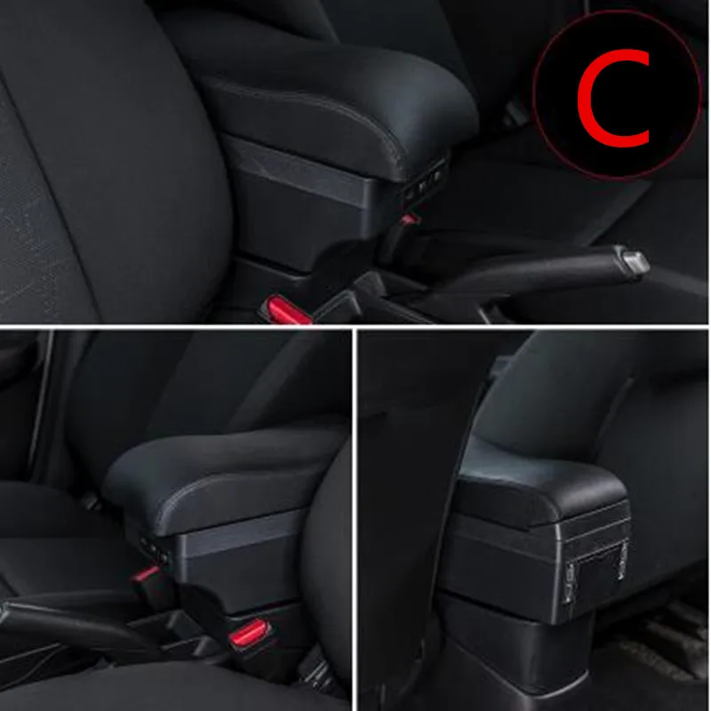 For Ford Focus 3 Armrest box 2013 FORD FOCUS3 Car accessories Interior storage box Original armrest chargeable usb - Название цвета: C black black line