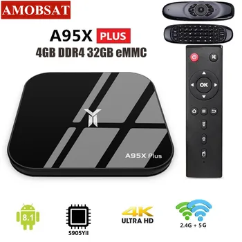 

AMOBSAT 4GB 32GB A95X Plus Smart Android 8.1 TV Box Amlogic S905Y2 Quad core Set Top Box WiFi 4K Media Player PK X96 IPTV Box