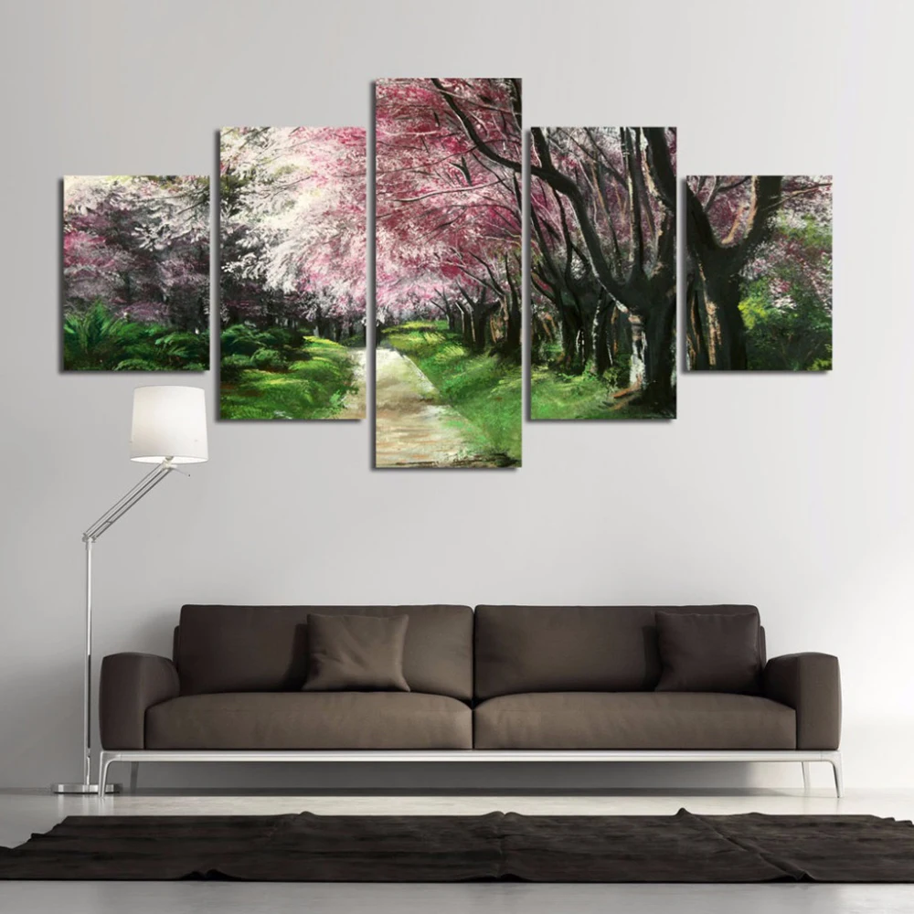 

Home Decor Canvas Painting 5 Pieces Tree Landscape HD Prints For Living Room Wall Art Creative Modular Pictures Artwork Poster