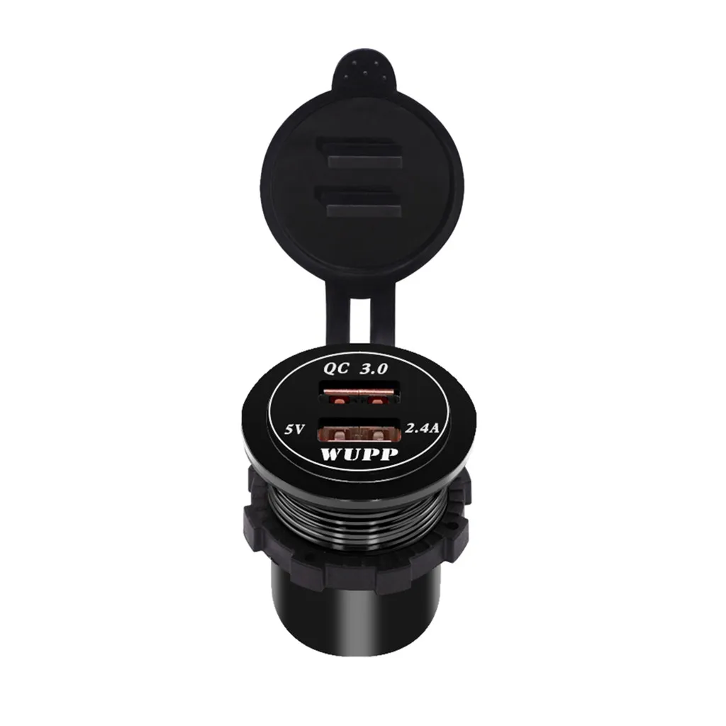 QC 3.0 Dual USB Charger Socket Voltmeter Quick Charge 3.0 Wire Waterproof for Car Motorcycle Mobile Phone Charger Fast QC#Y8