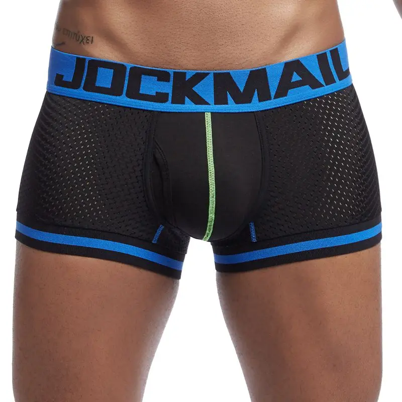 JOCKMAIL, новинка, нижнее белье для мужчин, боксеры, сетка, u-образный мешочек, сексуальные подштанники, Cueca, хлопковые трусы, боксерские шорты для геев, мужские трусы, цветные - Цвет: 04