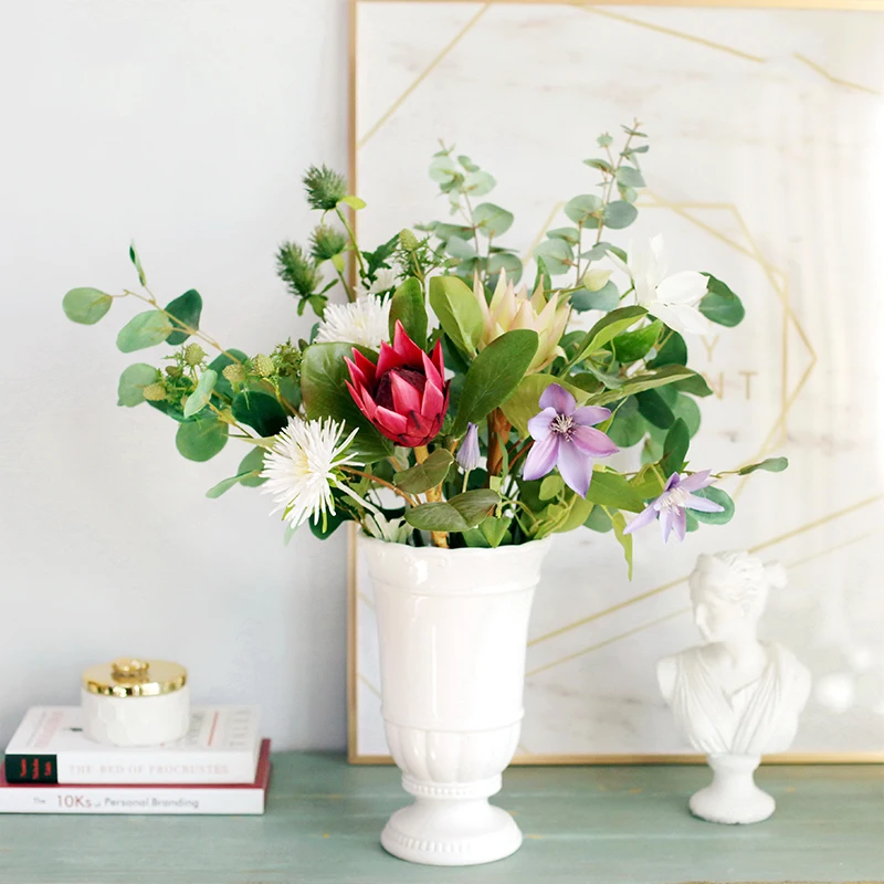JAROWN Nordic Style Simulation Bouquet Green Leaves DIY Floral Wedding Decoration Home Living Room Green Plant Potted Decoration (25)