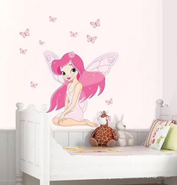 10pcs/lot Tinkerbell Wall Sticker Fairy Tale Girl Butterfly Mural Decals For Kidu0027s Room Removable