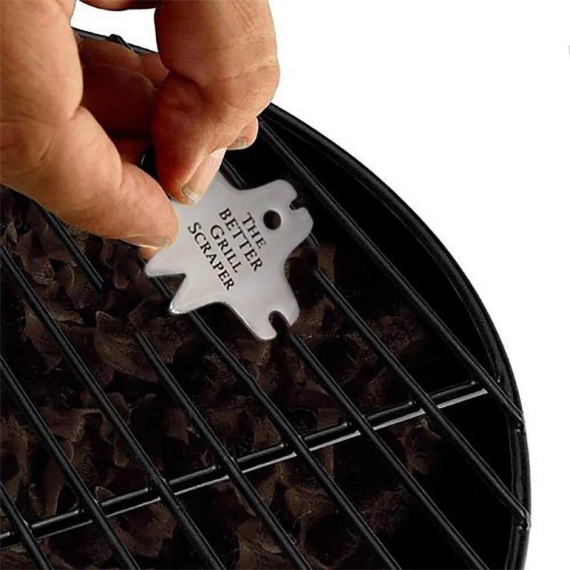 

Stainless steel silverpractical Grill scraper Portable Barbecue Cleaning Tool easy to clean no fading Non-toxic Cleaning tool