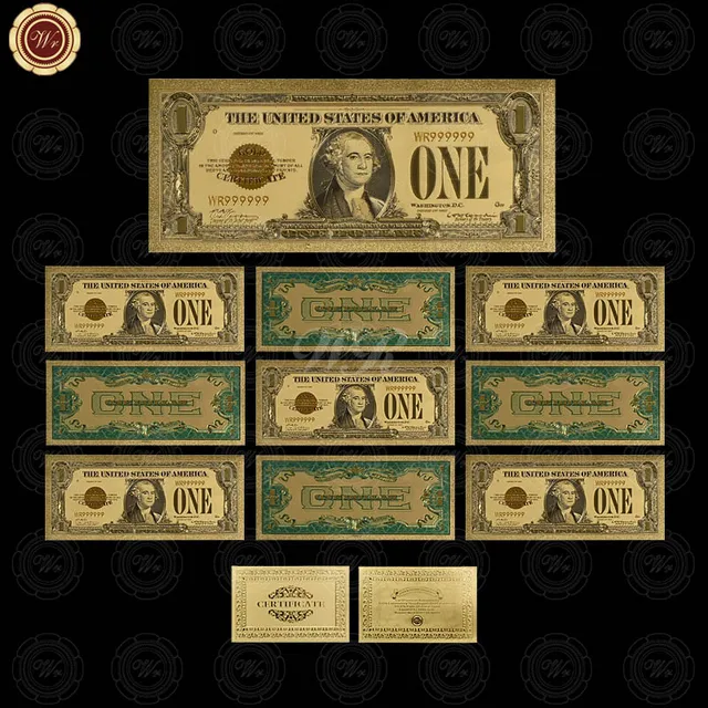1863 Years Usa 24k Gold Banknotes Plated Us 1 Dollar Bill 1863 Years Usa 24k Gold Banknotes Plated Us 1 Dollar Bill Collections Bank Notes 10pcs