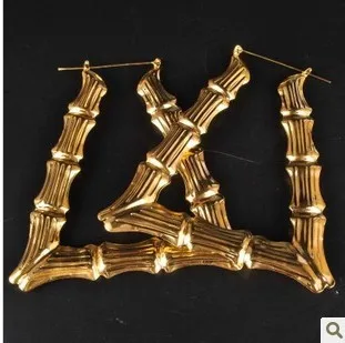 

2013 New arrival fashion exaggerated oversized gold bamboo earrings bamboo earrings triangle free shipping