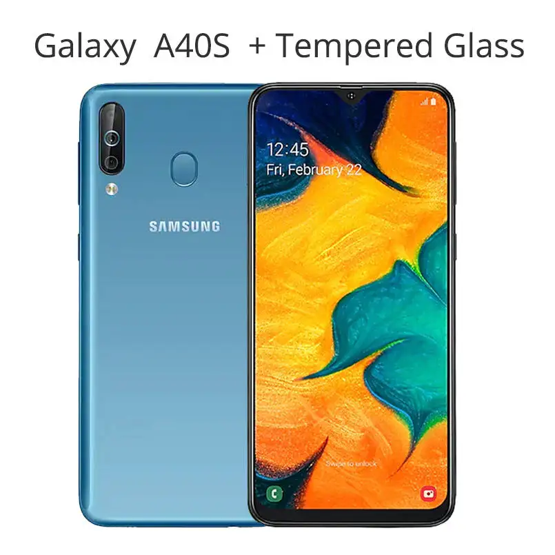 Samsung Galaxy A40S 6,4 дюймов HD+ 4G LTE мобильный телефон Android 6 ГБ ОЗУ 64 Гб ПЗУ 5000 мАч 123 ° ультра широкая камера смартфон - Цвет: With Tempered Glass