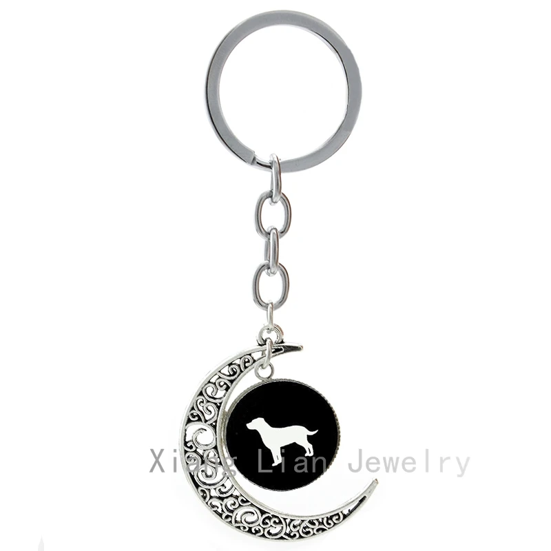 

Super cute Labrador Retriever Dog moon pendant keychain steampunk pet dog lover key chains lovely kids girls birthday gift T367