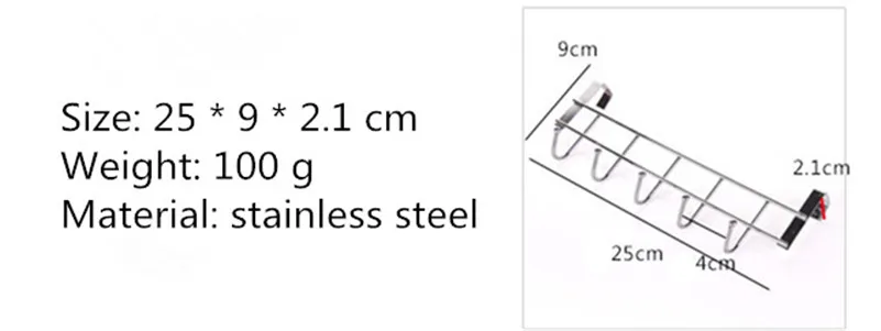 Нержавеющая сталь Ванная комната Кухня Органайзер Крючки-вешалки с 5-крюк Полотенца пальто со шляпой одежда шкафа стены крюки