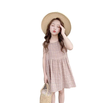 

Girls Princess Dress 2019 New Sleeveless Plaid Girls Dress Kids Sundress Children Cotton Clothing Kids Dresses For Girls