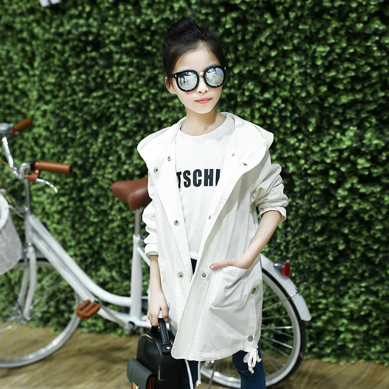 

Girls Hooded Printed Coat Clothes Kids Outerwear Children's Spring Autumn Windbreakers Infantil Button Jacket 6 8 10 12 14 Years