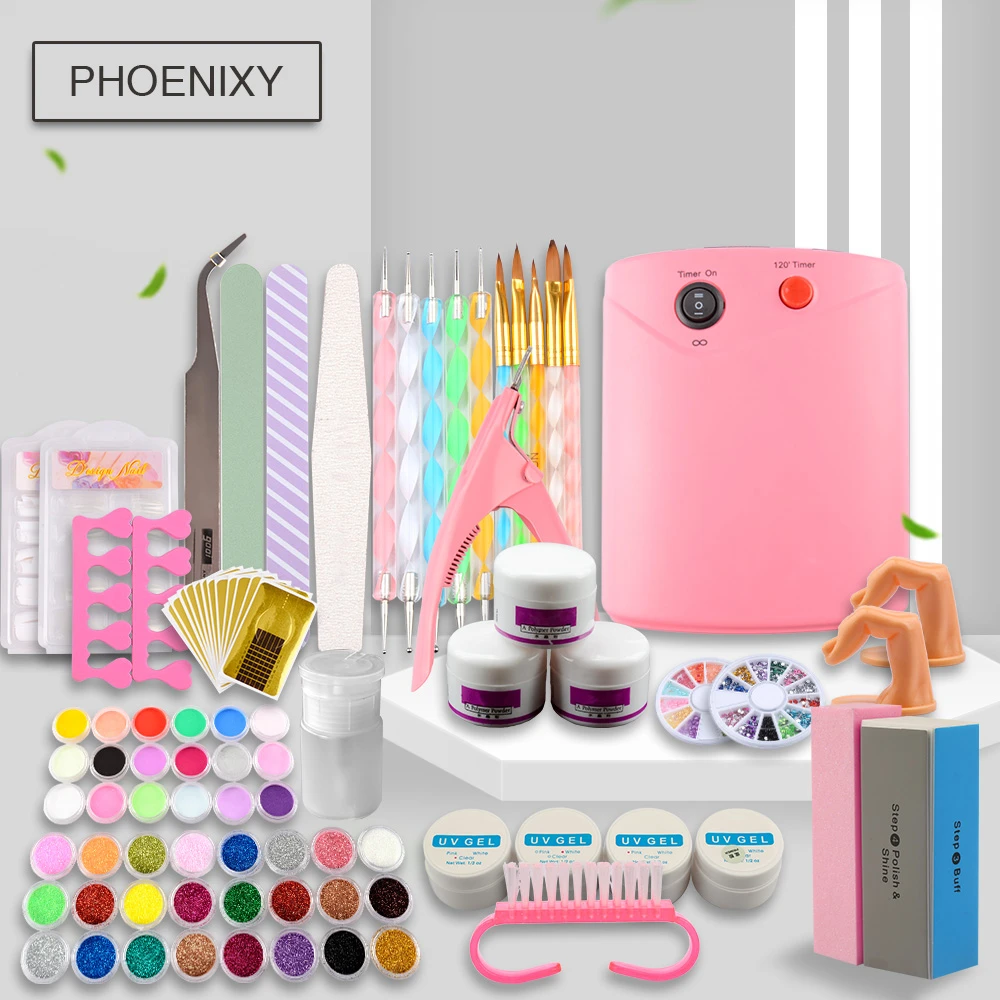 

Pro Acrylic Nail Kit 18 Colors Acrylic Glitter Powder Set For Manicure Nail Art Tools UV Gel Tips Kit Set Nail Set