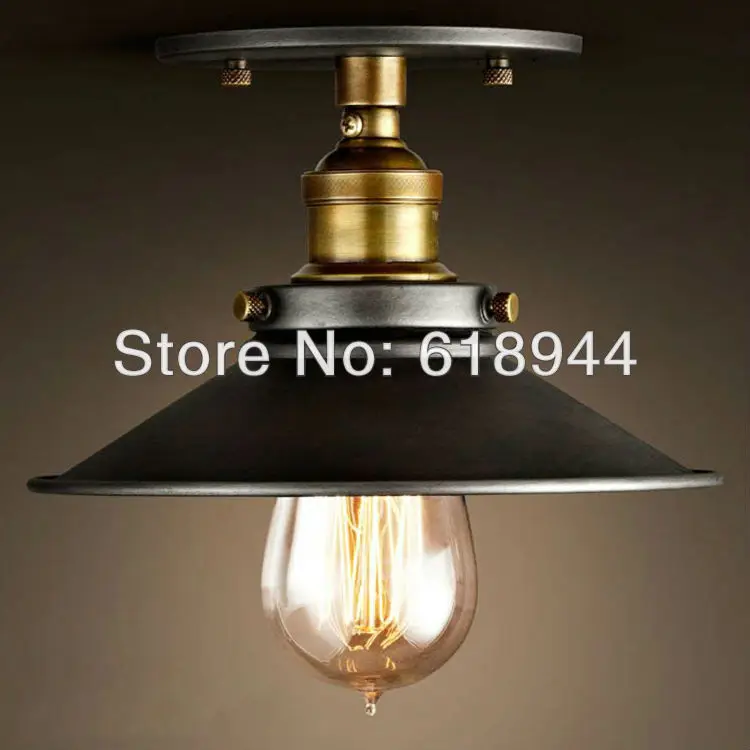 American Rustic Vintage Ceiling Light, Iron light bulb antique ceiling