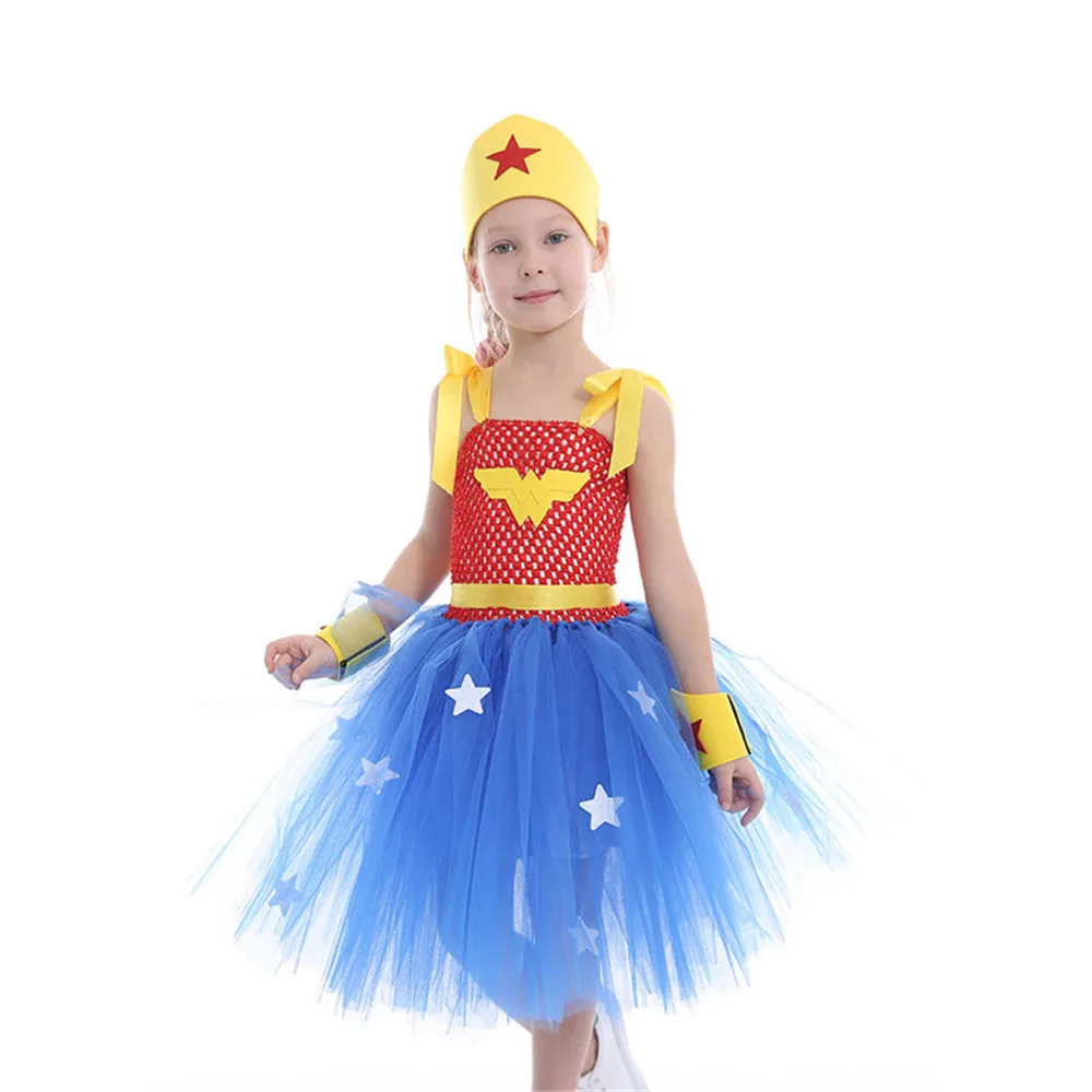 

Girl Superman Wonder Woman Halloween Costume Fancy Dress Super Children Party Cosplay Costumes Superhero Costumes For Girls Kids
