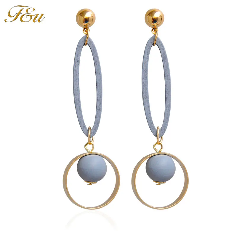 

F&U Long Dangle Drop Fashion New Arrival Summer Collection Unique Style Bijoux Jewelry Dangle Earrings for Women