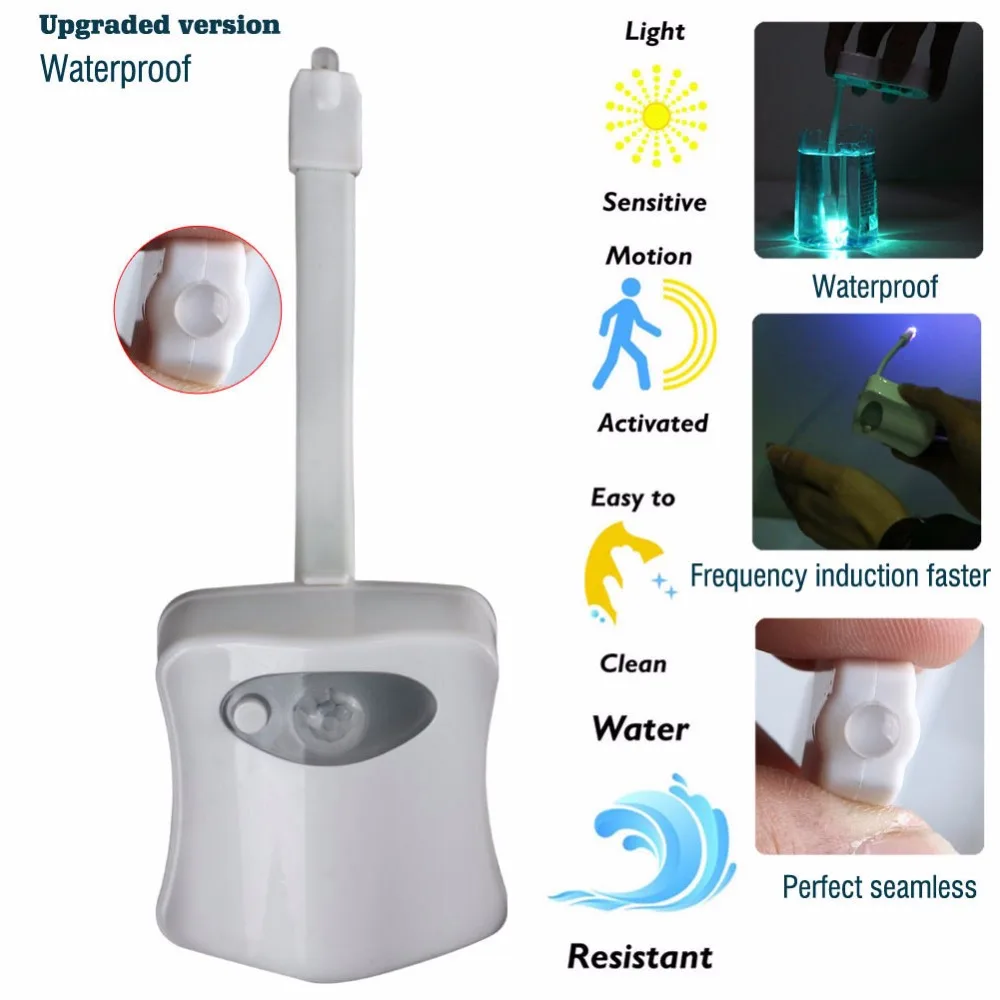 Smart Bathroom Toilet Seat Light Nightlight LED Body Motion Activated On/Off Sensor Lamp Toilet Lamp Night Lights 8 Colors