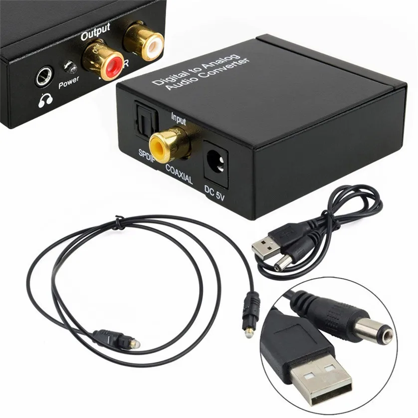 DE Konverter Digital Toslink//RCA L//R Koaxial auf zu Analog Audio Converter DHL