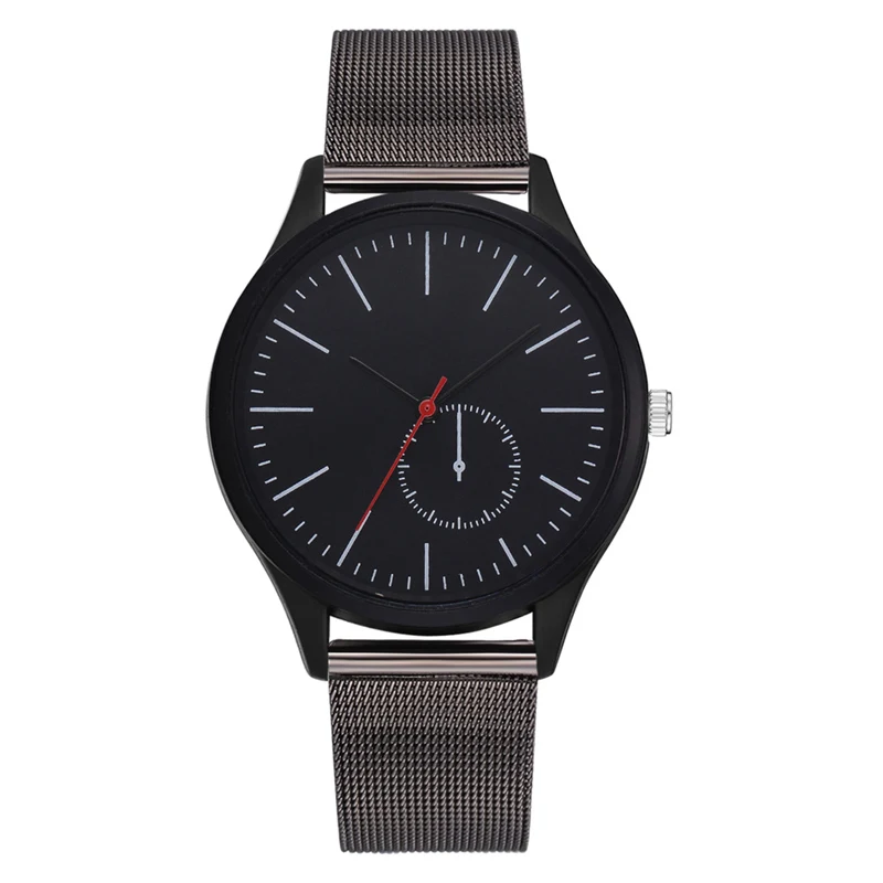 

Modern Fashion Black Quartz Watch Men Women Mesh Stainless Steel Chic Watchband High Quality Casual Wristwatch Gift for Female