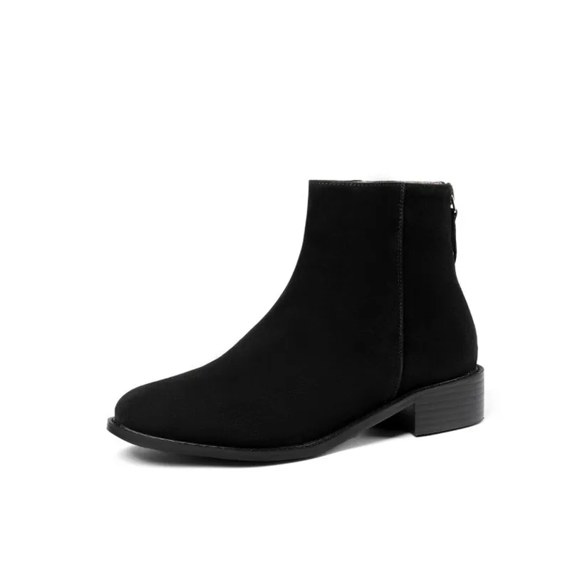 

Daiwenjie 2019 autumn and winter new net red black short boots Chelsea bare boots Martin boots