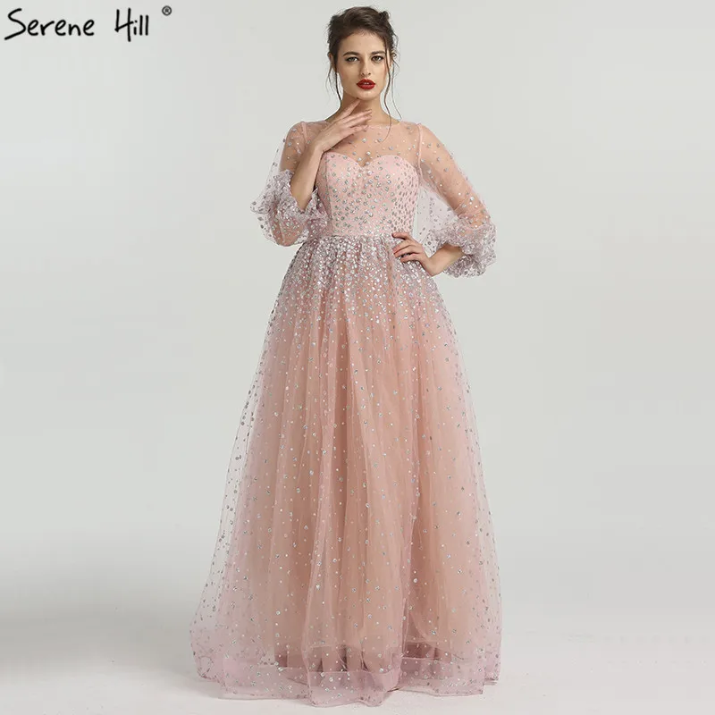 Дизайн, сексуальные вечерние платья с длинным рукавом, сверкающие блестки, а-силуэт, вечерние платья, Robe De Soiree Serene hilm BLA6344