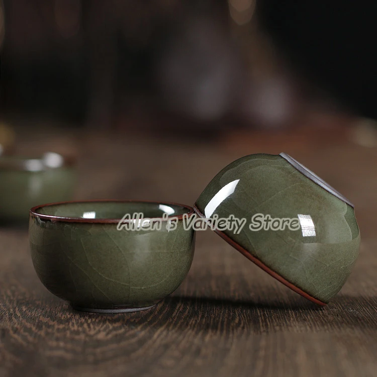 Фарфоровая кофейная чашка Geyao с треснутой глазурью, китайская чаша Longquan Celadon, чашка для чая с краклом, чайный набор