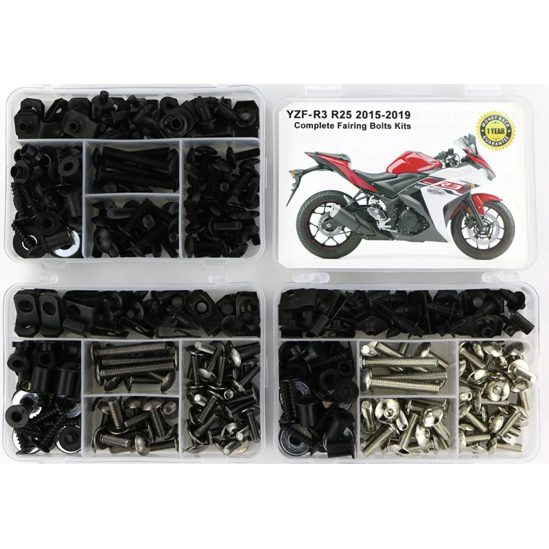 

For Yamaha YZF-R3 YZF-R25 R3 R25 2015 2016 2017 2018 2019 Complete Full Fairing Bolts Kit Spire Speed Nuts Clips Screws Steel