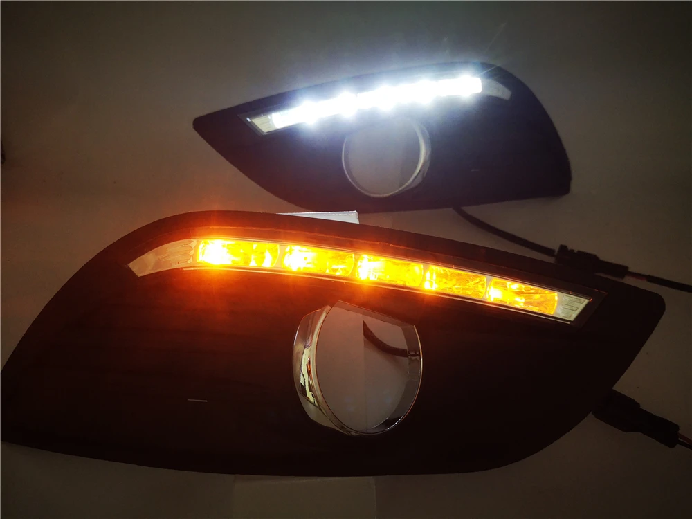 Автомобильный мигающий 1 комплект для Ford Focus Sedan светодиодный DRL дневные ходовые огни Дневной светильник противотуманная фара крышка желтый светильник