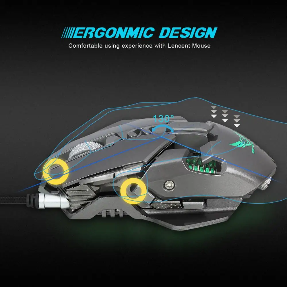 Проводная игровая мышь ZERODATE X300GY с 7 кнопками USB Механическая компьютерная мыши